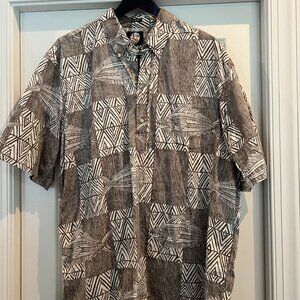 Reyn Spooner Mens XXL Brown and White Button Up Shirt